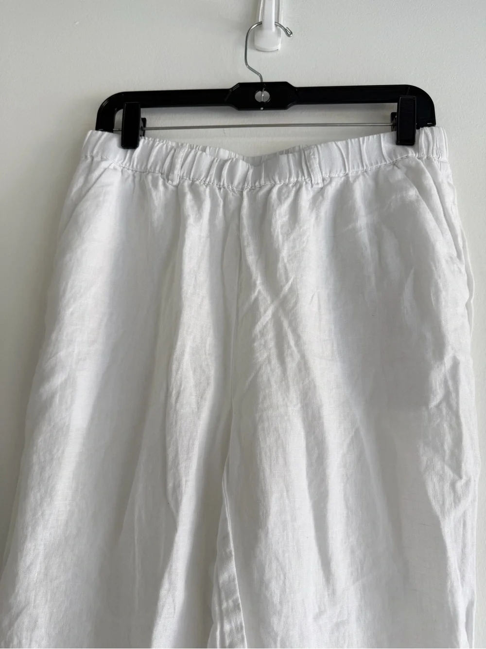 Quince 100% European Linen White Pull-On Pants Size M 8875
